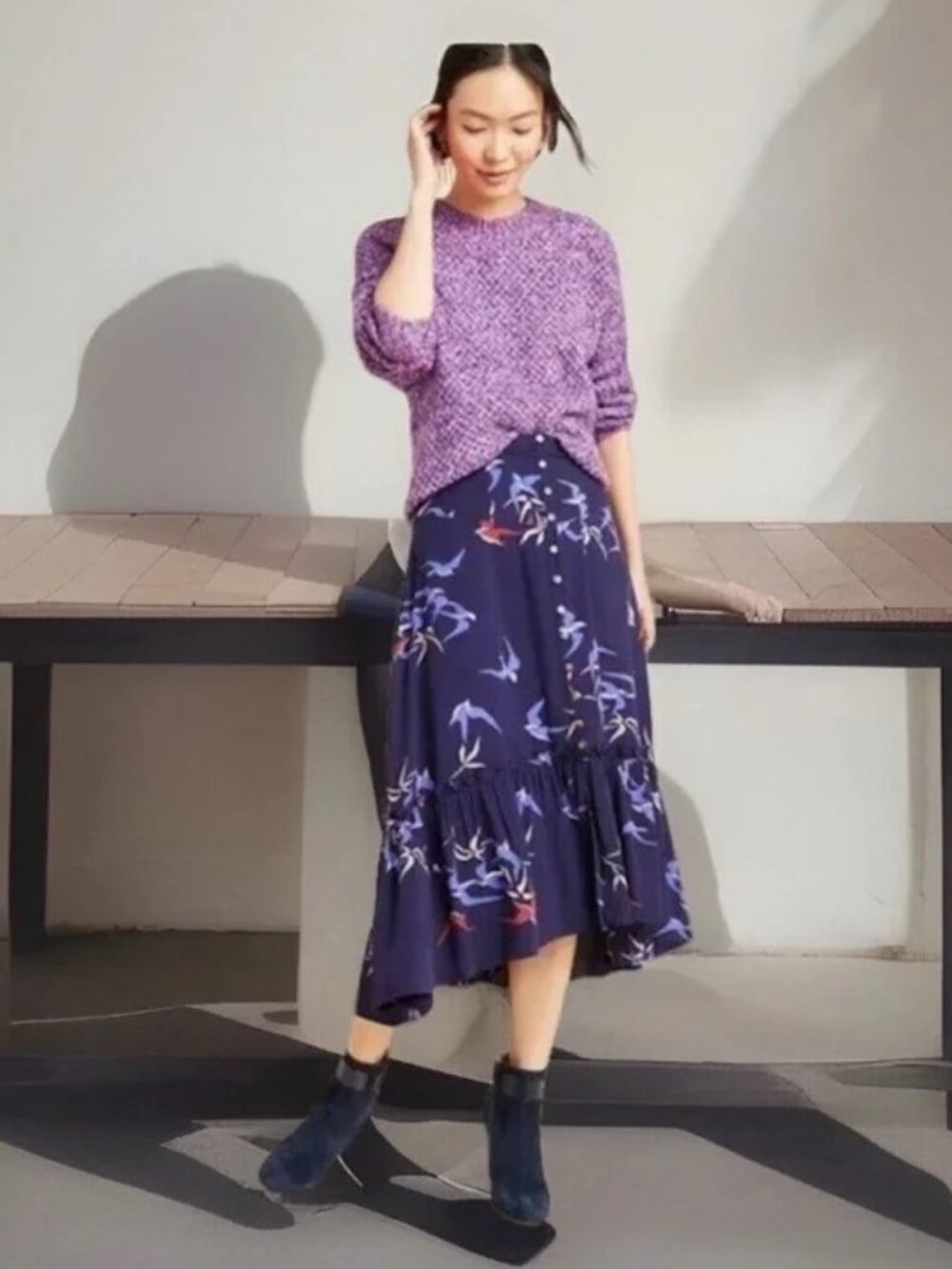 Anthropologie Hi-Lo Merida Flounced Midi Skirt